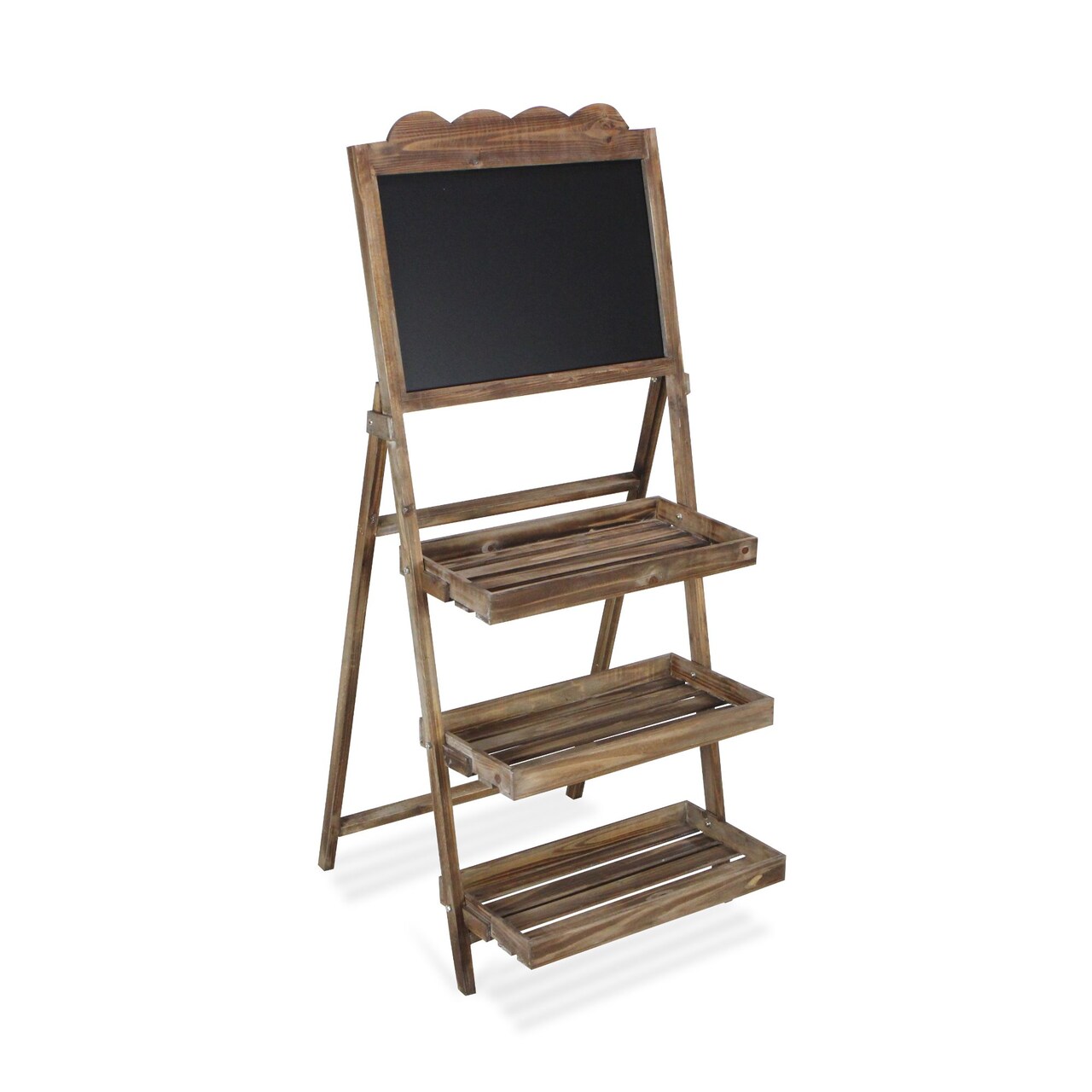 Contemporary Home Living 51" Brown and Black Chalkboard Stand with Storage Racks